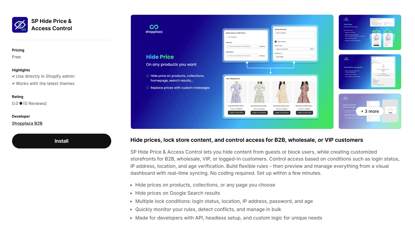 SP Hide Price & Access Control
